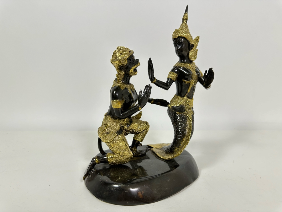 Vintage Gilt Metal Thailand Statue Figures 6W X 8H [Photo 2]