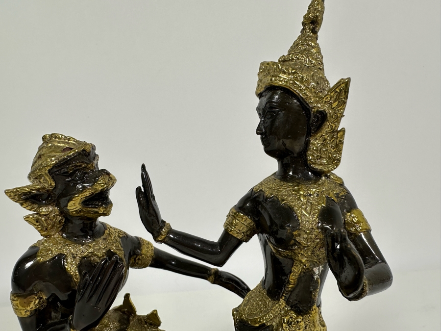 Vintage Gilt Metal Thailand Statue Figures 6W X 8H [Photo 5]