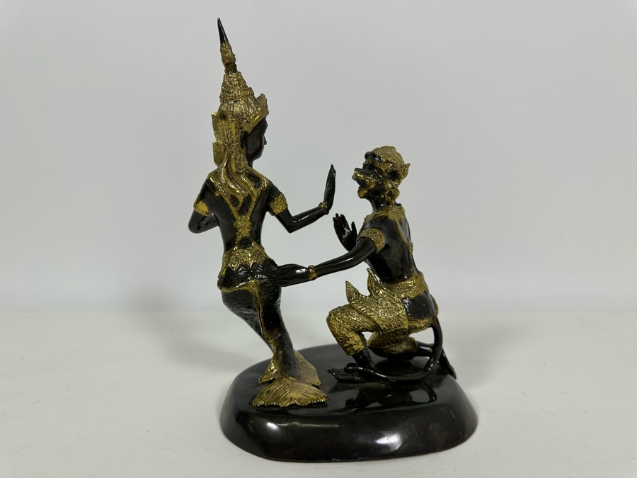 Vintage Gilt Metal Thailand Statue Figures 6W X 8H [Photo 8]