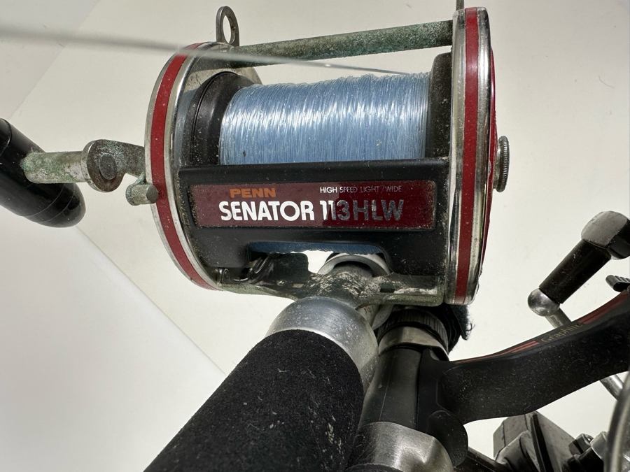 Three Salt Water Fishing Reels / Poles Including A Penn Senator 113HLW ...