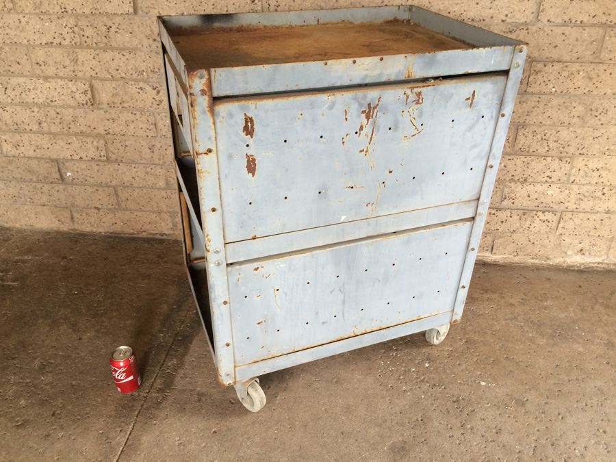 Blue Industrial Cabinet with Drawer on Casters [Photo 2]