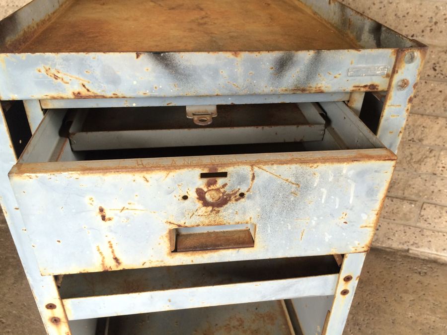 Blue Industrial Cabinet with Drawer on Casters [Photo 7]