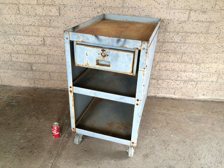 Blue Industrial Cabinet with Drawer on Casters [Photo 1]