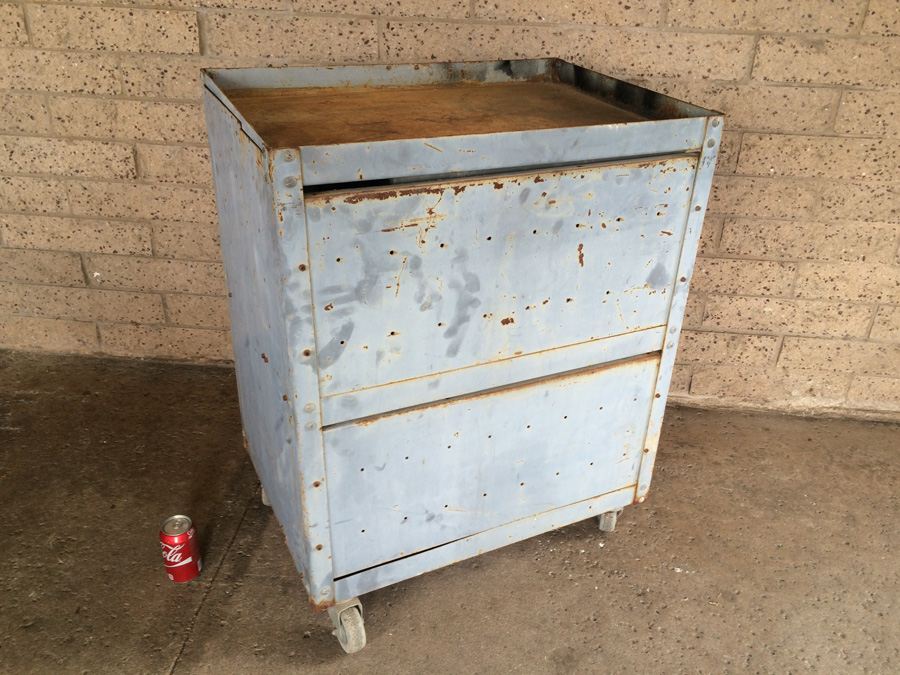 Blue Industrial Cabinet with Drawer on Casters [Photo 5]