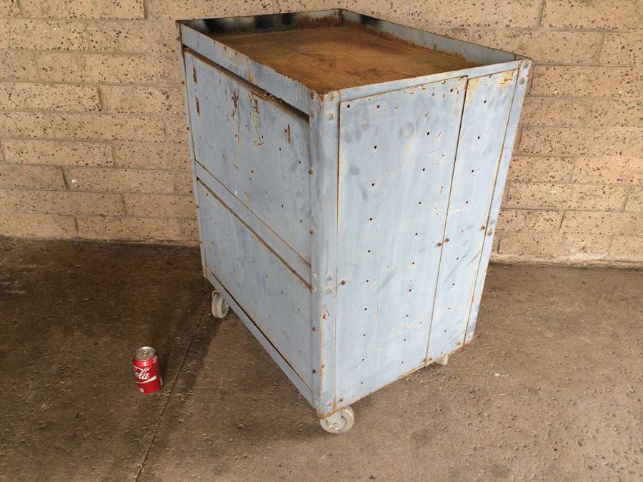 Blue Industrial Cabinet with Drawer on Casters [Photo 3]