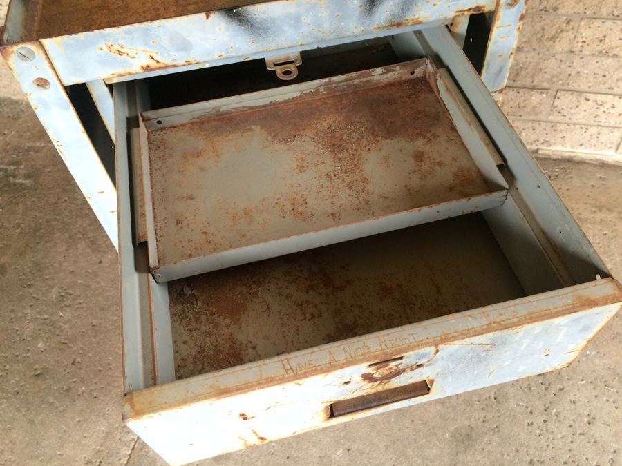 Blue Industrial Cabinet with Drawer on Casters [Photo 10]