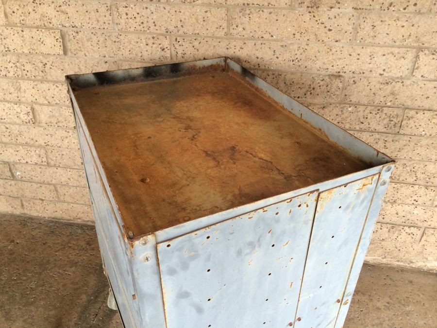 Blue Industrial Cabinet with Drawer on Casters [Photo 4]