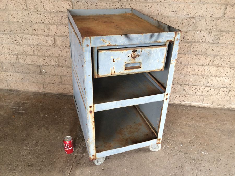 Blue Industrial Cabinet with Drawer on Casters [Photo 6]