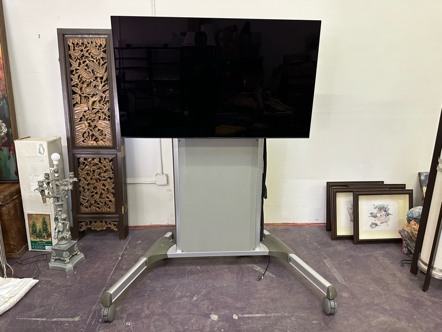 Outdoor Portable TV Stand With Untested TV 57W X 34D X 70H