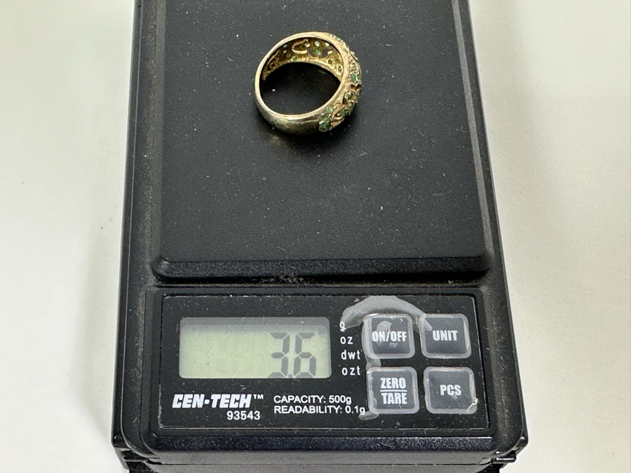 Sterling Silver Emerald Ring Size 6.25 3.6g Missing Several Emerald Stones [Photo 8]