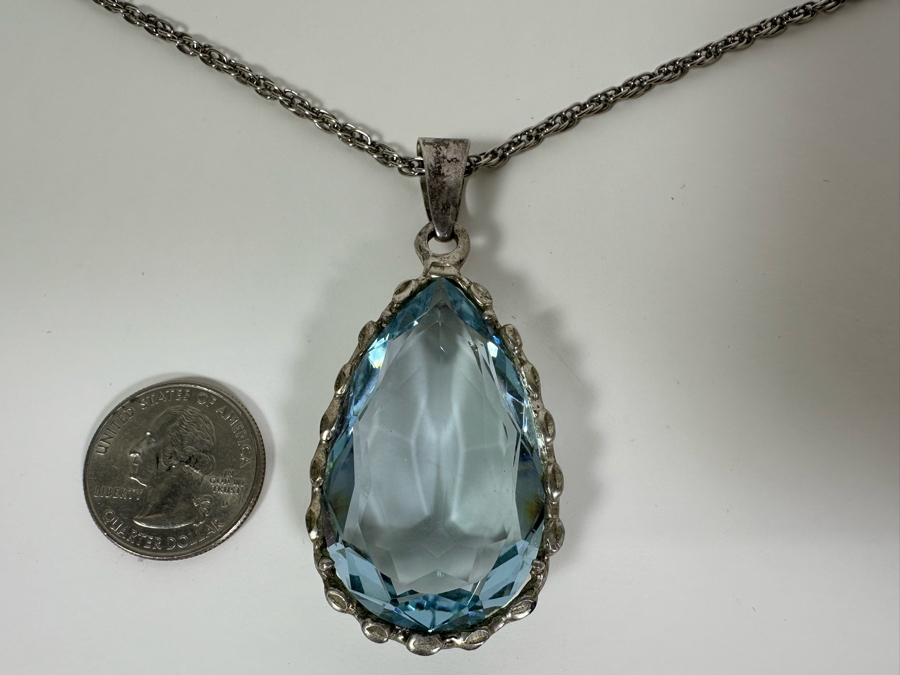 Statement Sterling Silver Pendant With Sterling Silver 26' Chain Necklace 35.4g [Photo 12]