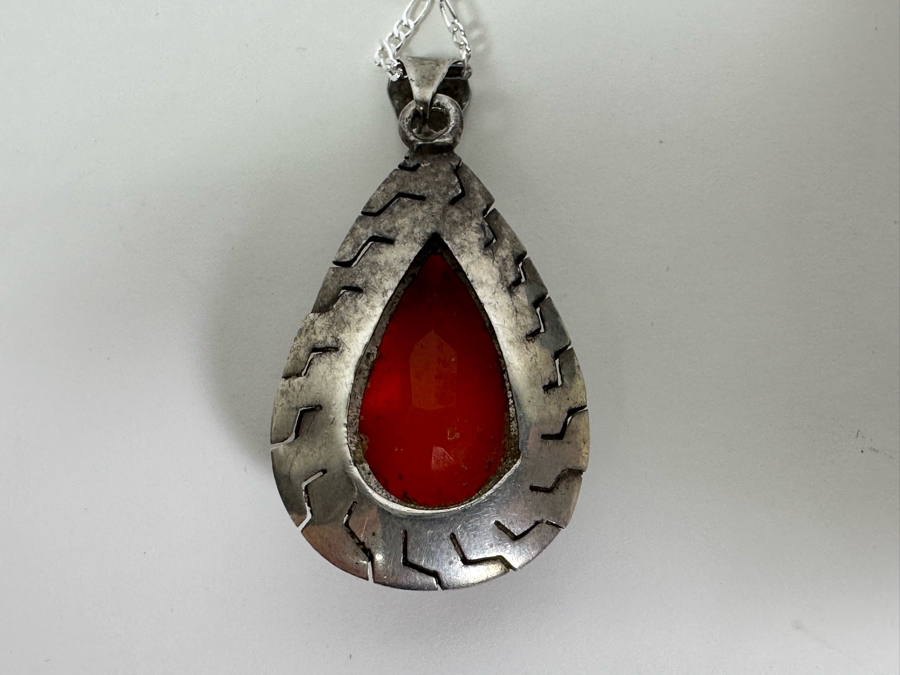 Vintage Sterling Silver Pendant With Sterling Silver 20' Chain Necklace 16.4g [Photo 8]