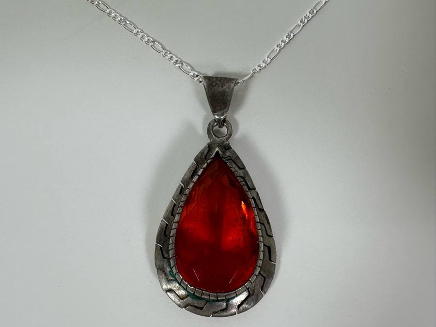 Vintage Sterling Silver Pendant With Sterling Silver 20' Chain Necklace 16.4g [Photo 5]