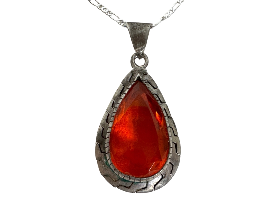 Vintage Sterling Silver Pendant With Sterling Silver 20' Chain Necklace 16.4g [Photo 2]