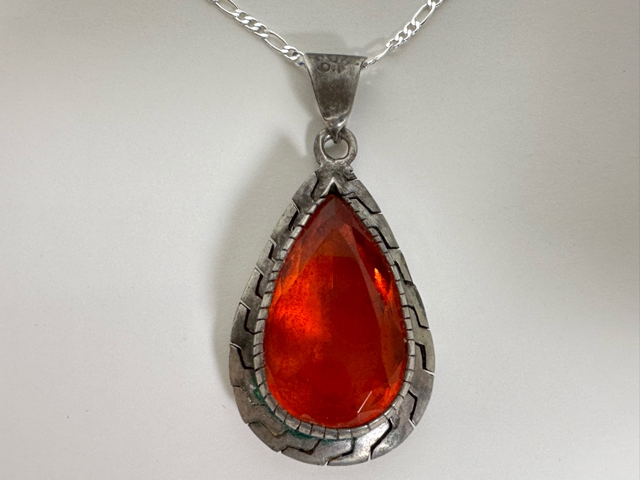 Vintage Sterling Silver Pendant With Sterling Silver 20' Chain Necklace 16.4g [Photo 6]