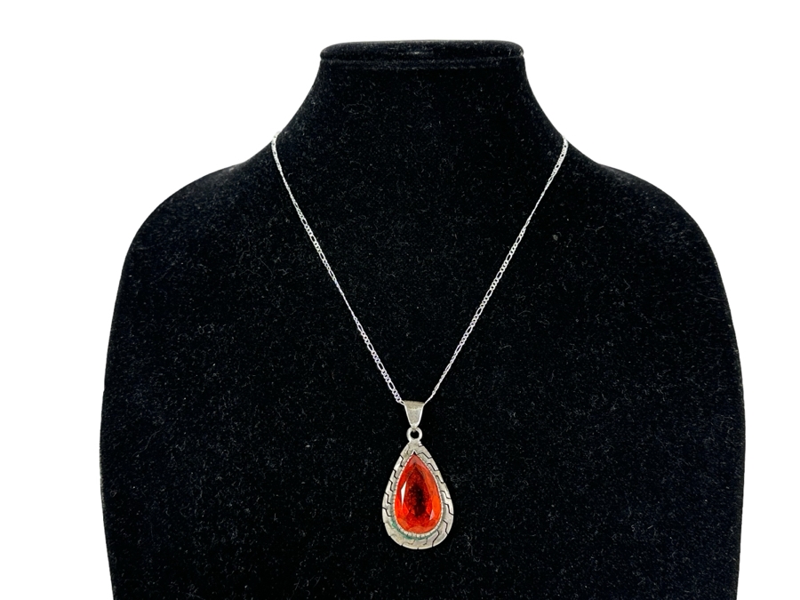 Vintage Sterling Silver Pendant With Sterling Silver 20' Chain Necklace 16.4g [Photo 3]