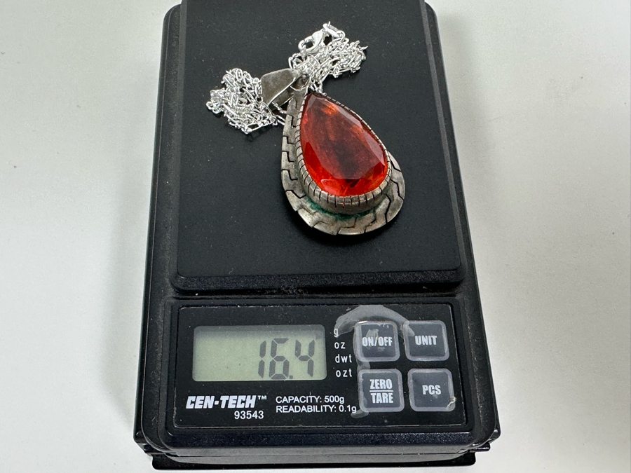 Vintage Sterling Silver Pendant With Sterling Silver 20' Chain Necklace 16.4g [Photo 11]