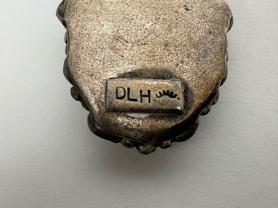 Vintage Signed Sterling Silver Cabochon Stone Pendant With 20' Sterling Silver Necklace 13.7g Signed DLH [Photo 10]