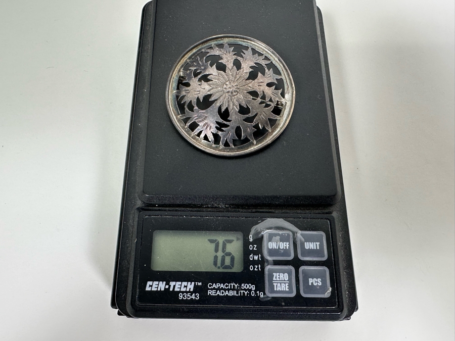 Vintage Signed Sterling Silver Brooch Pin 1.75W 7.6g [Photo 6]