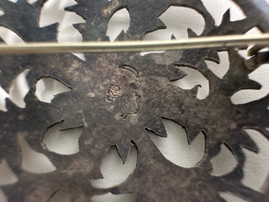 Vintage Signed Sterling Silver Brooch Pin 1.75W 7.6g [Photo 4]