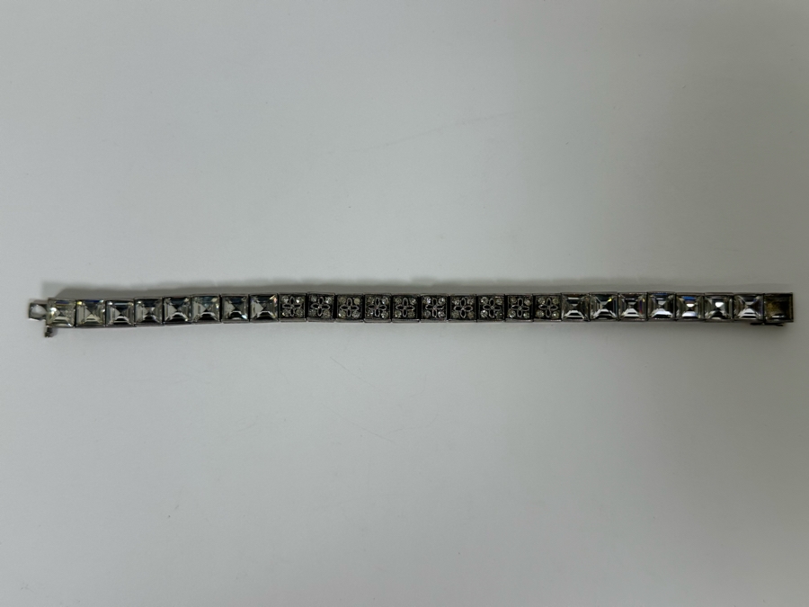 Vintage Art Deco Sterling Silver Diamonbar 7' Bracelet 18.5g [Photo 8]