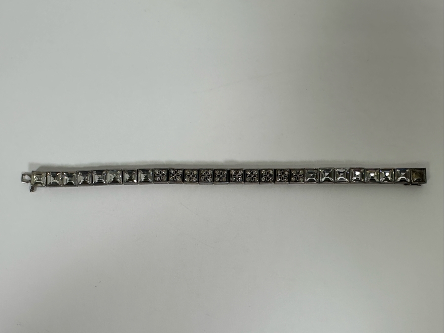Vintage Art Deco Sterling Silver Diamonbar 7' Bracelet 18.5g [Photo 9]