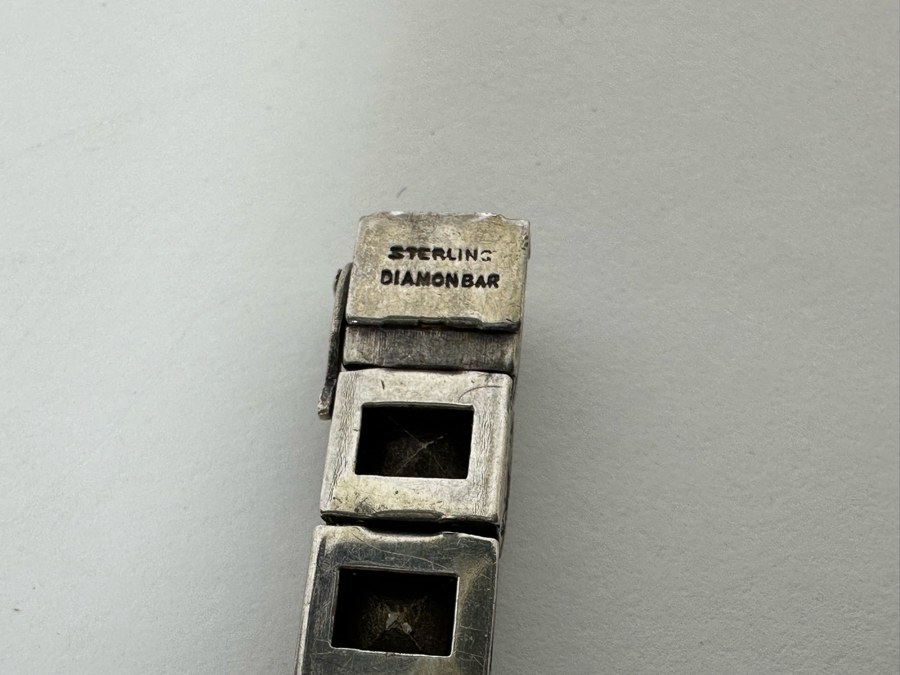 Vintage Art Deco Sterling Silver Diamonbar 7' Bracelet 18.5g [Photo 12]