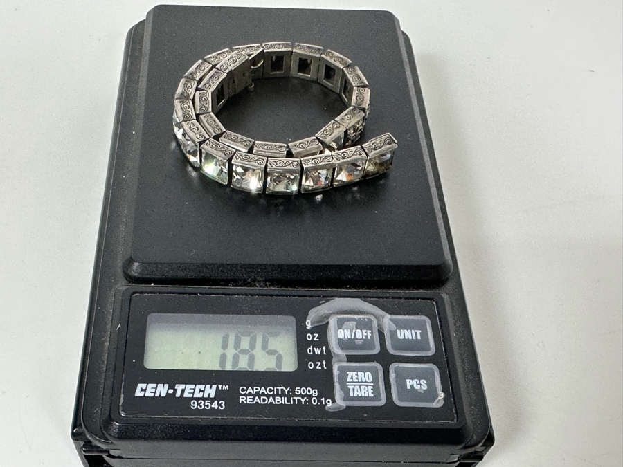 Vintage Art Deco Sterling Silver Diamonbar 7' Bracelet 18.5g [Photo 14]