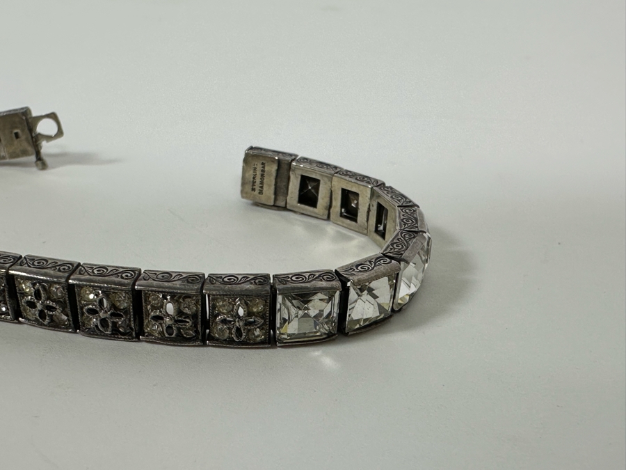 Vintage Art Deco Sterling Silver Diamonbar 7' Bracelet 18.5g [Photo 7]