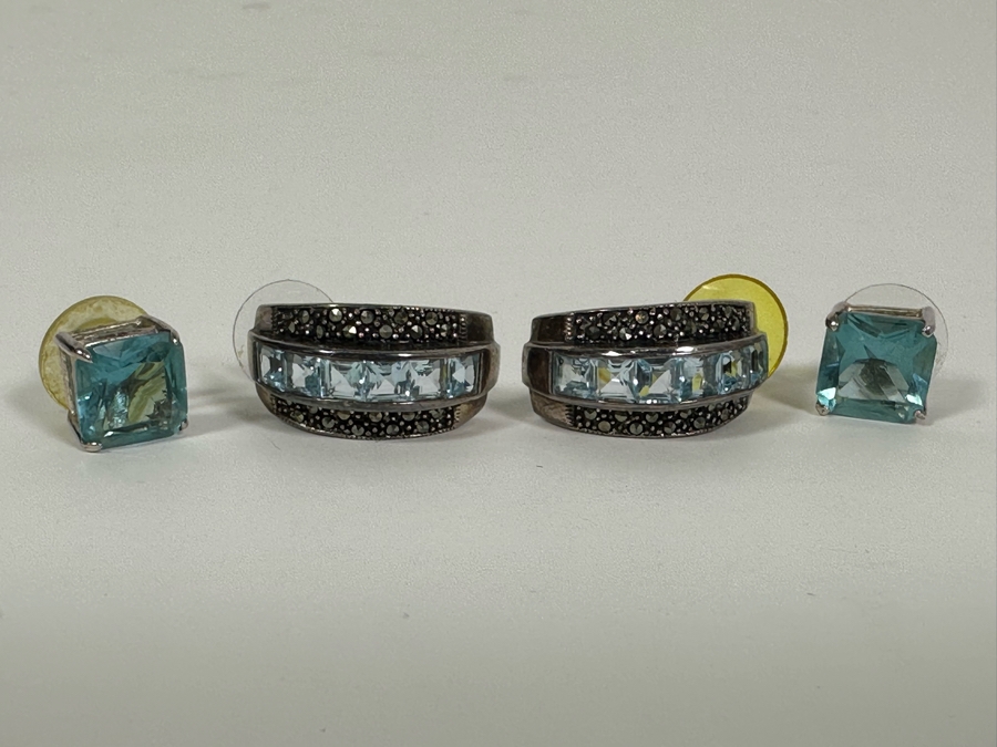 Two Pairs Of Sterling Silver Earrings 13.7g [Photo 2]