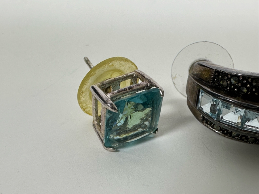 Two Pairs Of Sterling Silver Earrings 13.7g [Photo 7]