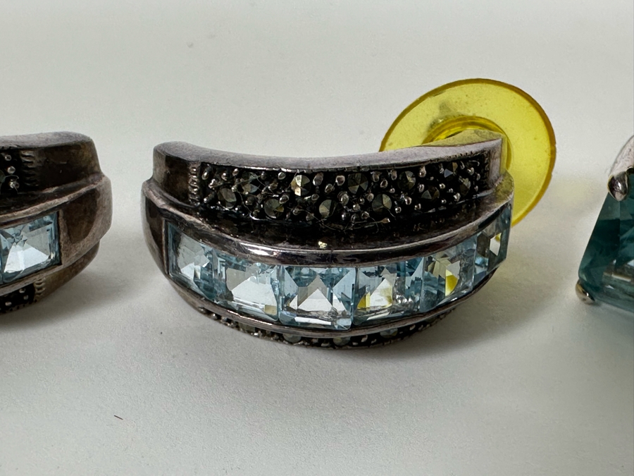 Two Pairs Of Sterling Silver Earrings 13.7g [Photo 5]