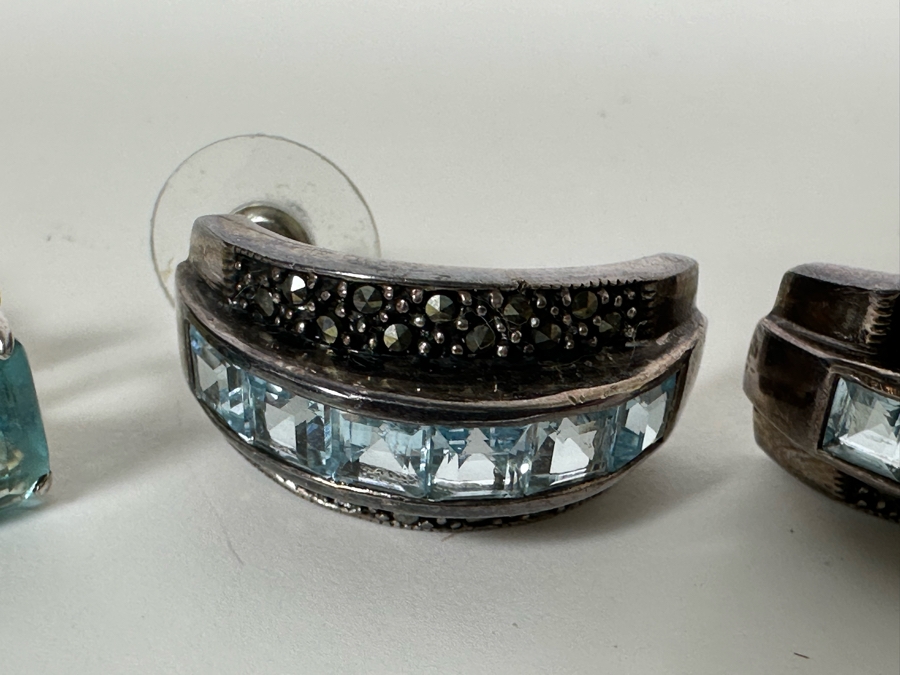 Two Pairs Of Sterling Silver Earrings 13.7g [Photo 6]