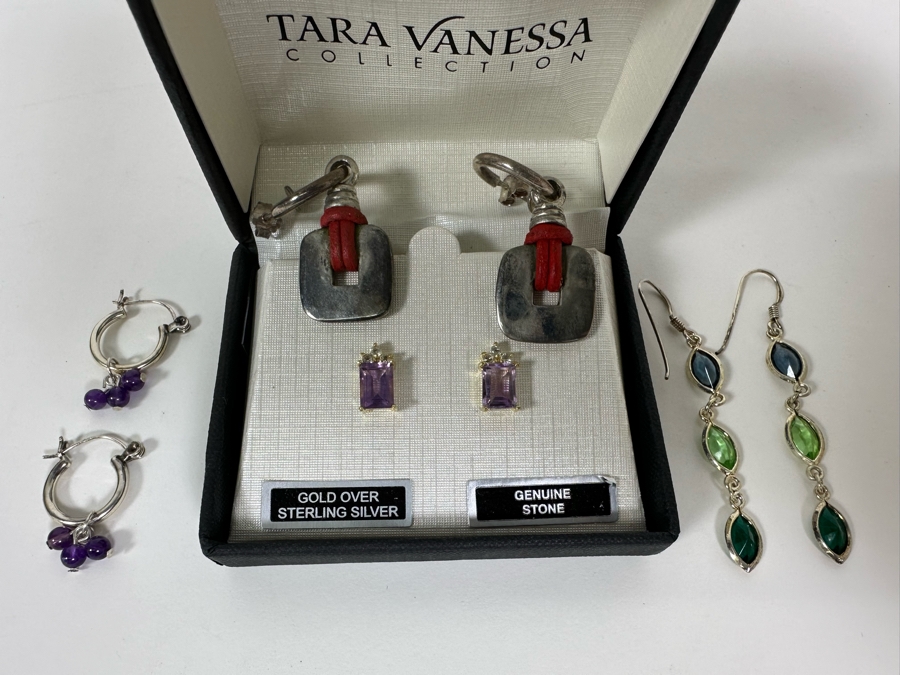 Four Pairs Of Sterling Silver Earrings [Photo 3]