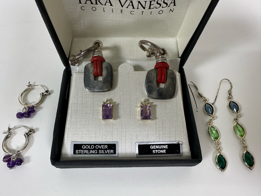 Four Pairs Of Sterling Silver Earrings [Photo 2]