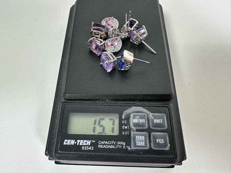 Four Pairs Of Sterling Silver Earrings 15.7g [Photo 6]