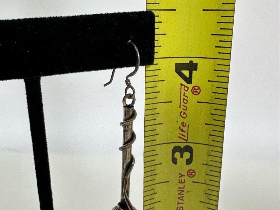 Vintage Sterling Silver Snake Earrings 4L 9.3g [Photo 11]