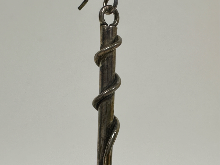 Vintage Sterling Silver Snake Earrings 4L 9.3g [Photo 8]