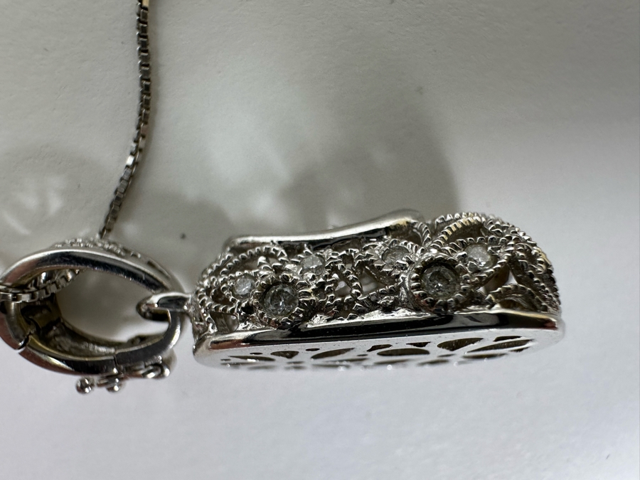 14K Gold With Diamonds Baby Shoe Pendant With 14K Gold 20' Necklace 6.7g [Photo 8]