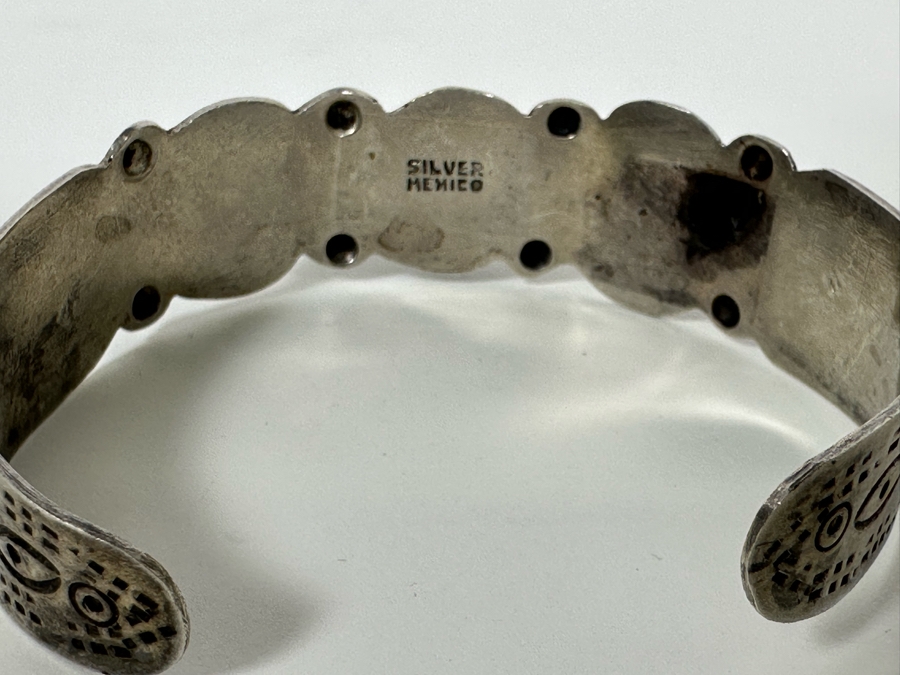 Vintage Sterling Silver Mexican Cuff Bracelet 18.7g [Photo 4]