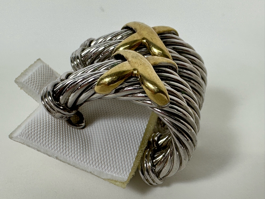 Pair Of 14K Gold / Sterling Silver Earrings Signed Carden 17.2g [Photo 4]