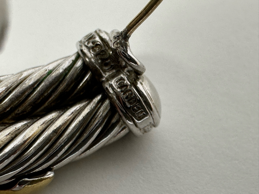 Pair Of 14K Gold / Sterling Silver Earrings Signed Carden 17.2g [Photo 9]