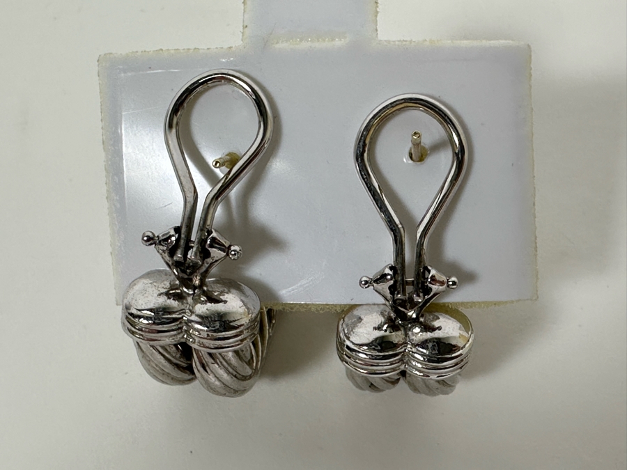 Pair Of 14K Gold / Sterling Silver Earrings Signed Carden 17.2g [Photo 6]