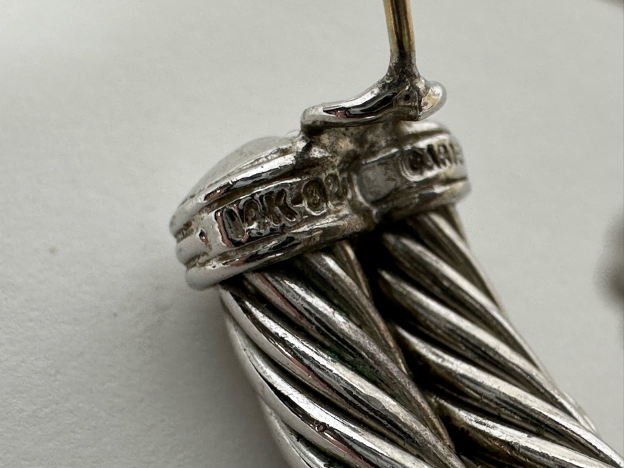 Pair Of 14K Gold / Sterling Silver Earrings Signed Carden 17.2g [Photo 8]