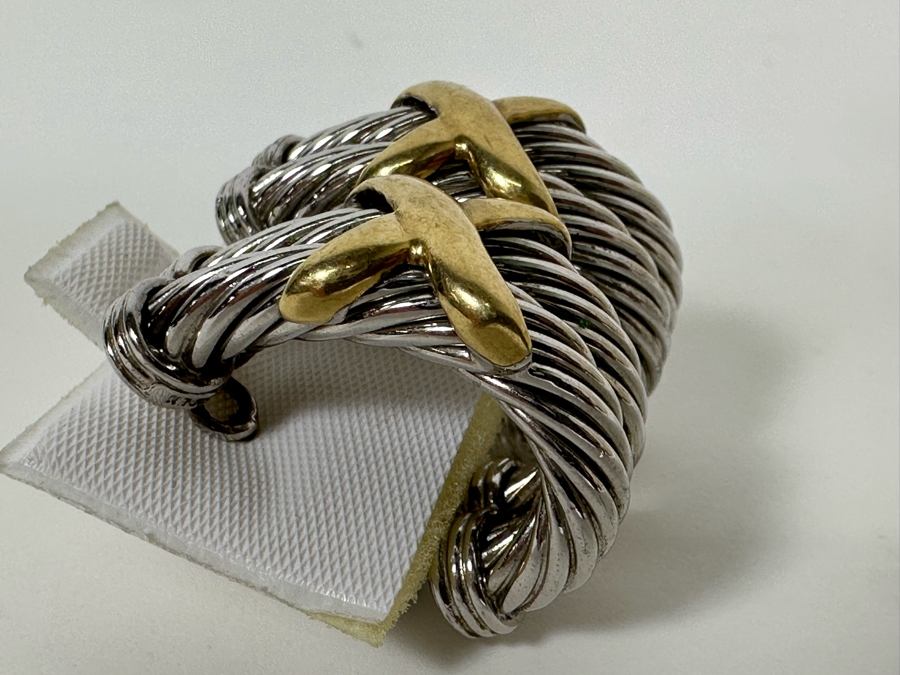 Pair Of 14K Gold / Sterling Silver Earrings Signed Carden 17.2g [Photo 5]