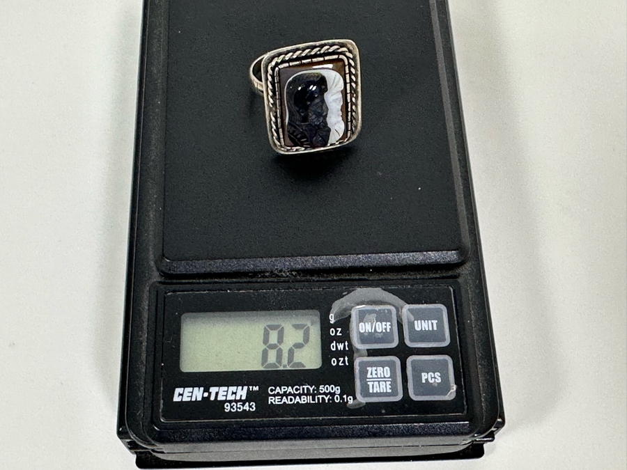 Vintage Mens Sterling Silver Carved Sardonyx Ring Size 11.5 8.2g [Photo 9]