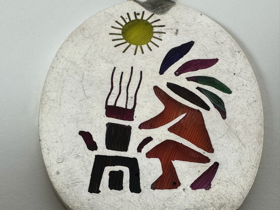 Sterling Silver Inlaid Pendant And 18' Sterling Silver Necklace 16.7g [Photo 9]