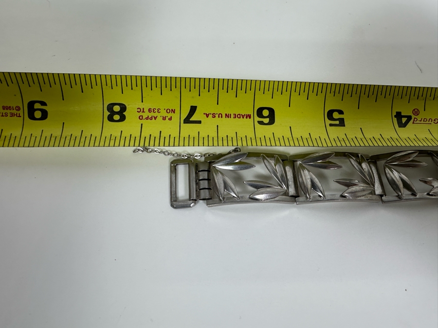 Sterling Silver Signed K&B 7' Bracelet With Matching Sterling Silver Brooch Pendant 51.3g [Photo 7]