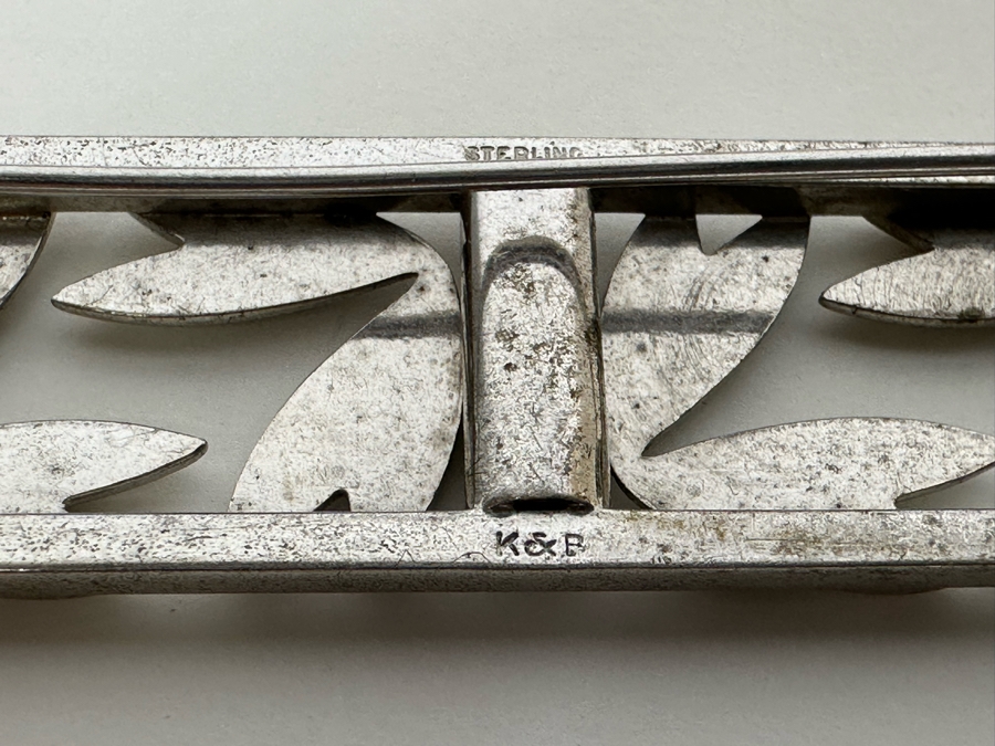 Sterling Silver Signed K&B 7' Bracelet With Matching Sterling Silver Brooch Pendant 51.3g [Photo 5]