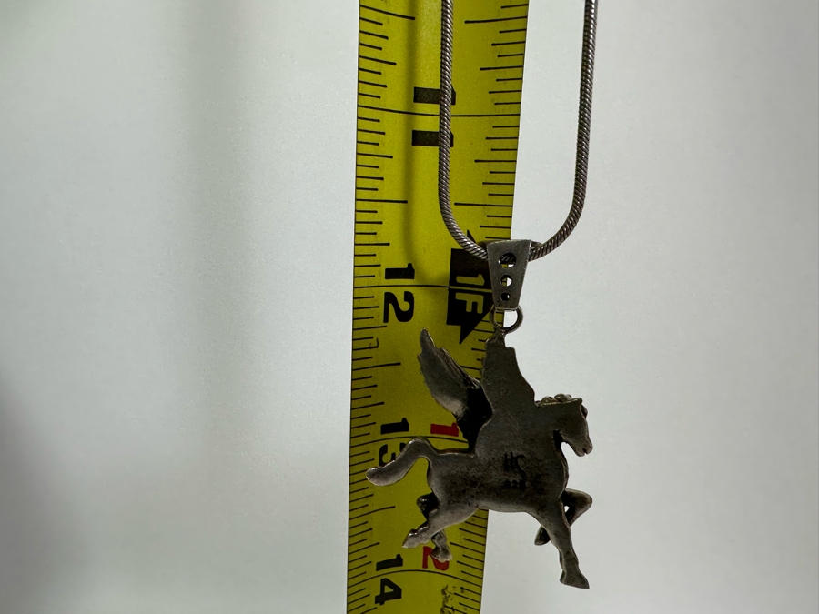 Sterling Silver Pegasus Pendant With Sterling Silver 24' Necklace 26g [Photo 8]